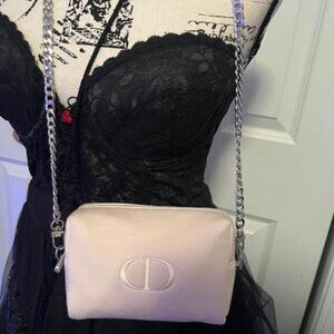 New! Christian Dior Beauty Baby Pink Makeup Cosmetic Bag Converted to Crossbody